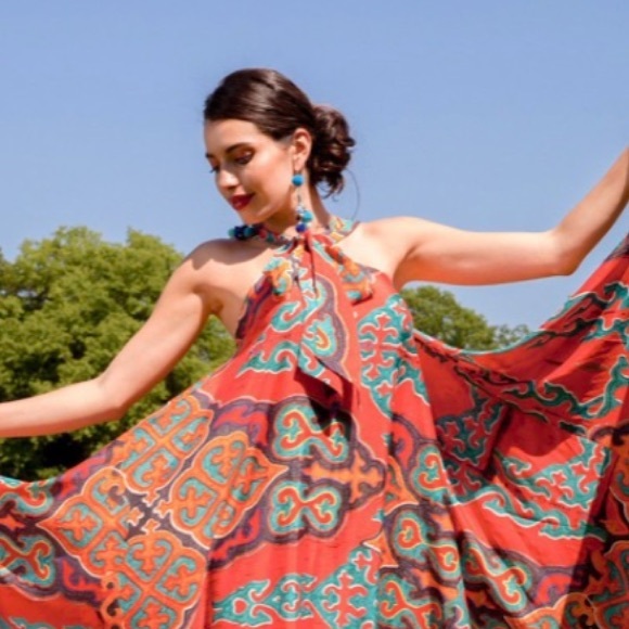 Printed asymmetrical sleeveless dress - Picture 3 of 4